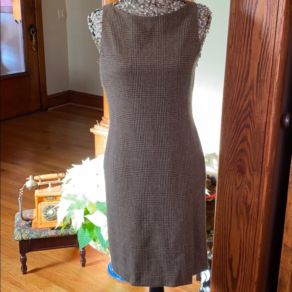 EUC Ralph by RL brn wool lined plaid dress size 6